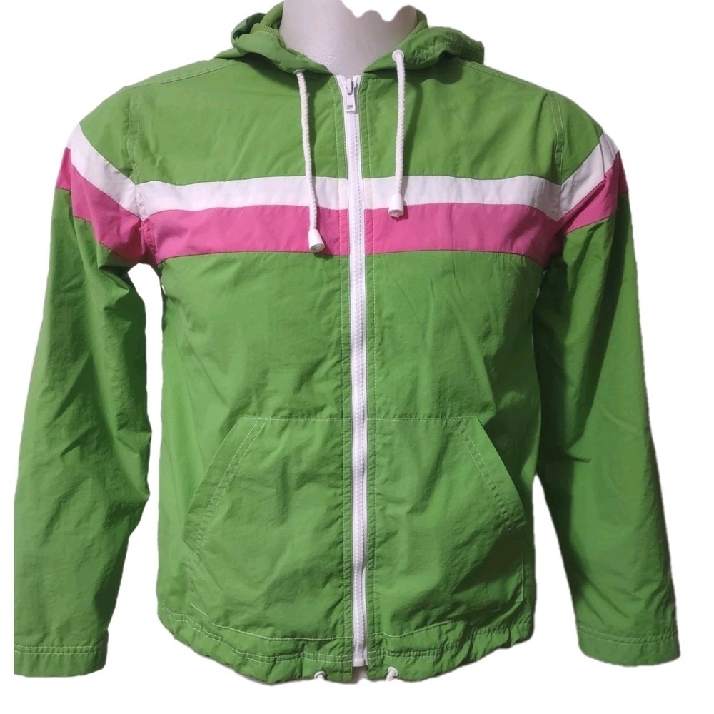 Sag Harbor Windbreaker Women's Size PM Jacket Green Mesh Lined Nylon Pockets Zip